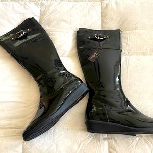 Cole Haan Women’s Black Patent Rain Boots 10.5 Brand New
